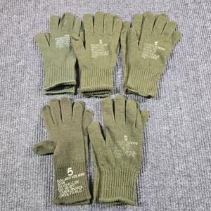 Vintage Corozal Knit Mills Gloves Mens Size 5 Green Wool M-1949 Insert LOT Of 5